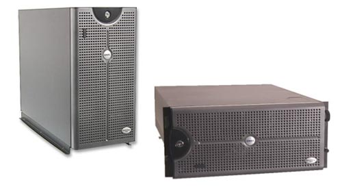 This image displays several Dell servers
