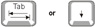 This image displays representations of the 'Tab' and 'Down Arrow' keys